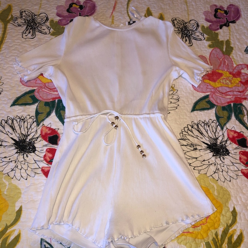 Sabo skirt white romper with ties in front